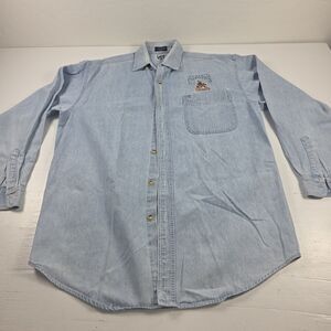 Vintage Lee Sport Mens Medium Denim Phoenix Coyotes Button Down Long Sleeve